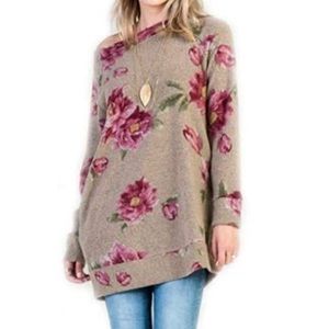 ***Bellamie Floral Tunic Length Sweatshirt - Sz XL